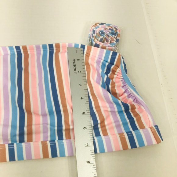 Xhilaration Womens Sz 14W Metallic Thread Longline Bandeau Swim Top Striped NWOT - Picture 10 of 10